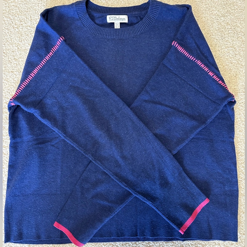 P.J. Salvage Navy Sweater, size M EUC
